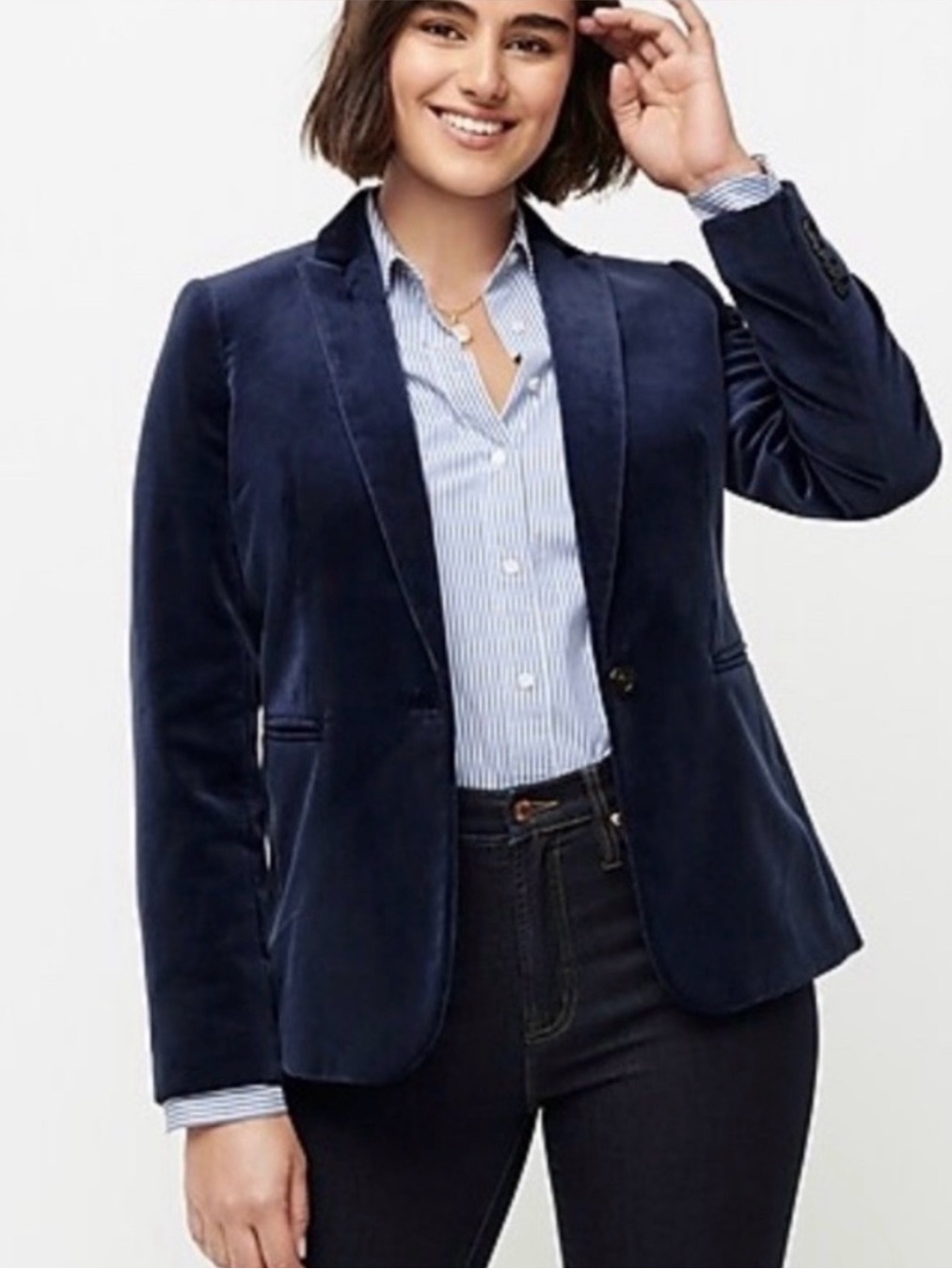 J. Crew Parke Velvet Midnight Blue Blazer Suit Jacket Size 14